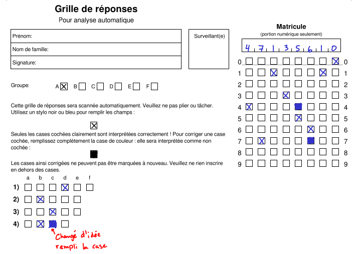 Ce que la feuille réponse ressemble
    dans son ensemble